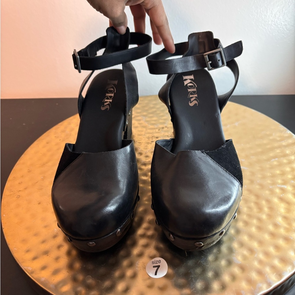 Kork Ease black Mary Jane leather clogs size 7